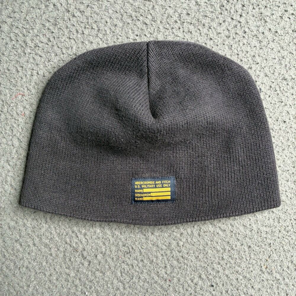 Abercrombie & Fitch Vintage Y2K Knit Beanie Winter Hat Ski Snowboard Military